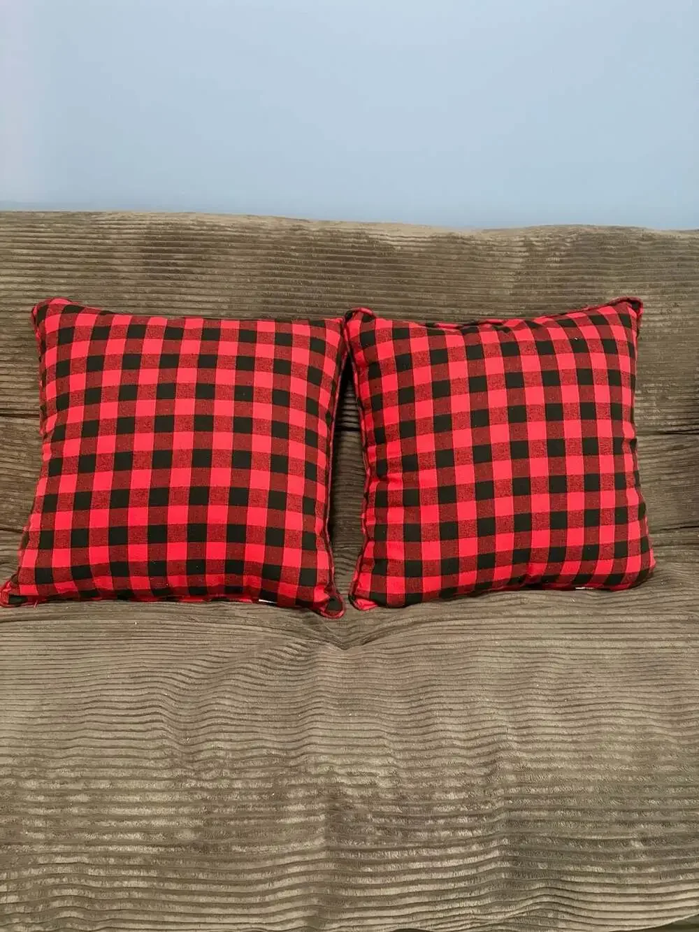 Christmas Tree Farm Buffalo Plaid Truck Throw Pillows - Set of 2